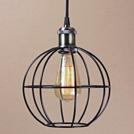 Подвесной светильник Wire Cage Pendant Ball Black Черный в Санкт-петербурге | Loft Concept 