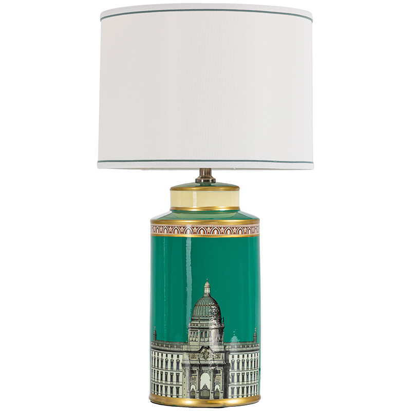 Настольная лампа Old Town Green Lampshade Белый Зеленый Золотой в Санкт-петербурге | Loft Concept 