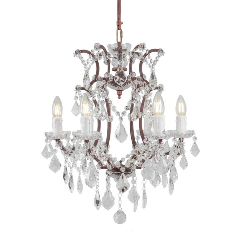 Люстра 19th c. Rococo IRON & CLEAR CRYSTAL Brown Chandelier 6 Коричневый винтаж Прозрачное Стекло в Санкт-петербурге | Loft Concept 