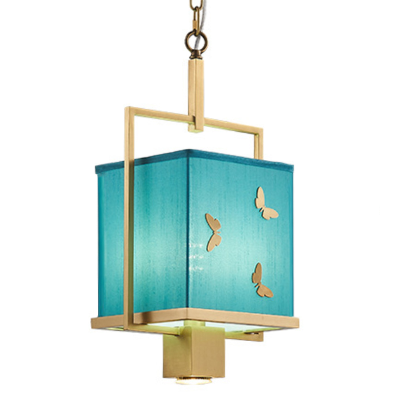 Светильник с бабочками Butterflies Blue Background Hanging lamp Латунь Бирюзовый в Санкт-петербурге | Loft Concept 