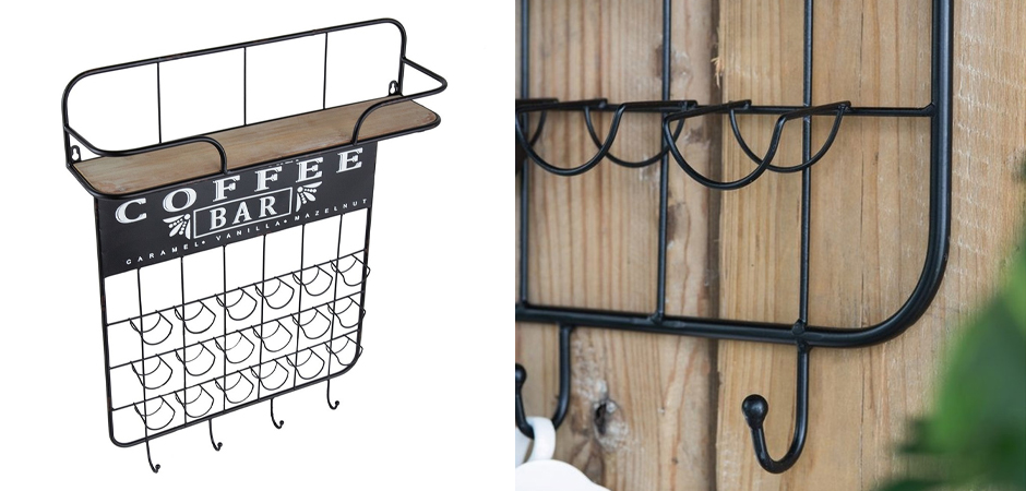 Настенная полка с крючками Coffee Bar - фото №1