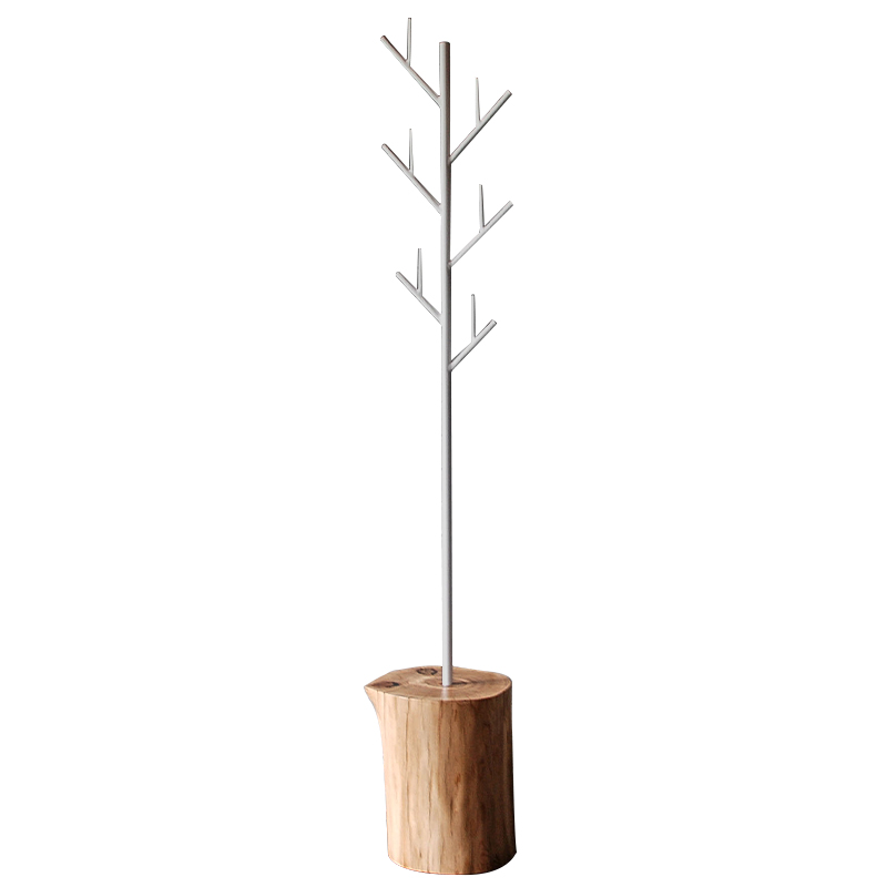 Вешалка Metal Branches and Stump Floor Hanger White Белый Светлый дуб в Санкт-петербурге | Loft Concept 