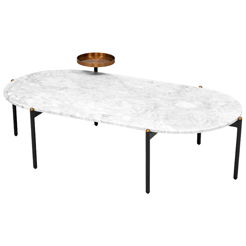 Кофейный стол с белой каменной столешницей Macias Coffee Table White Белый Черный Медь в Санкт-петербурге | Loft Concept 