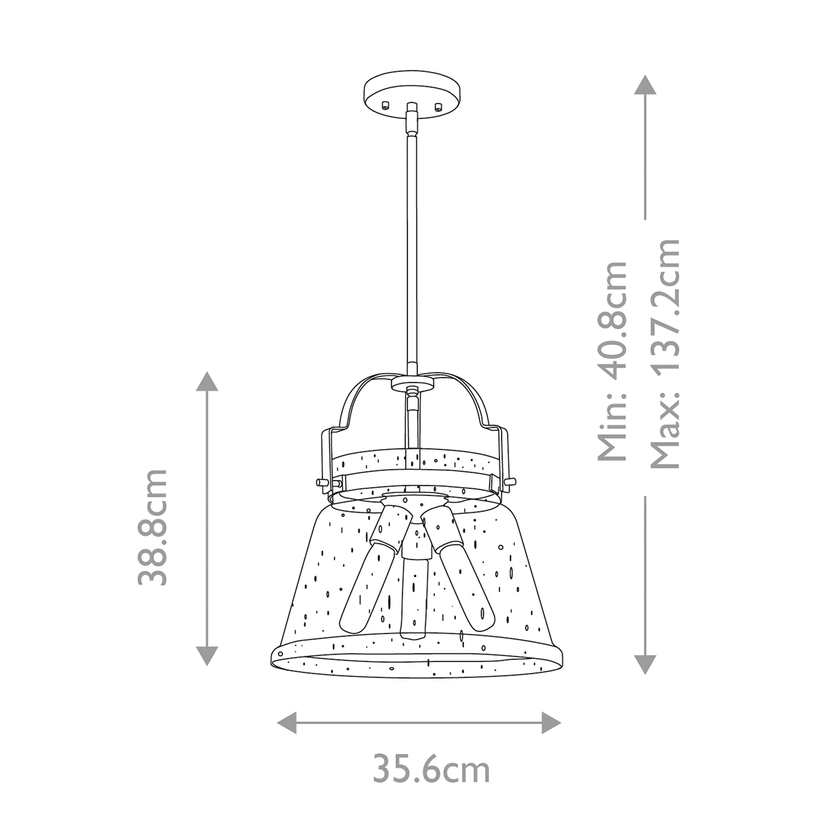 Подвесной светильник с прозрачным стеклянным плафоном в форме колокола с эффектом пузырьков и тремя лампами Quoizel в Санкт-петербурге
