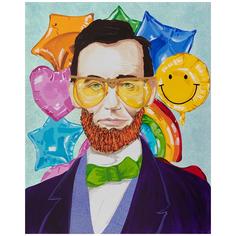 Картина Abe Lincoln in Purple Velvet Blazer on Mylar Balloon Background Мульти в Санкт-петербурге | Loft Concept 