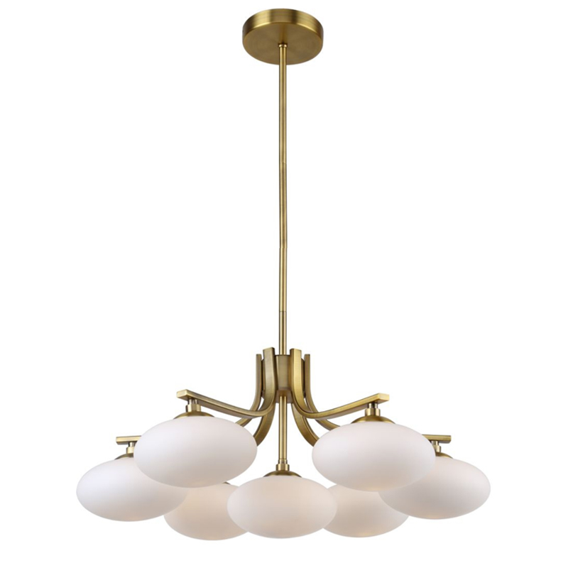 Oval Balls Mushrooms Chandelier 7 Brass Латунь Прозрачный белый в Санкт-петербурге | Loft Concept 