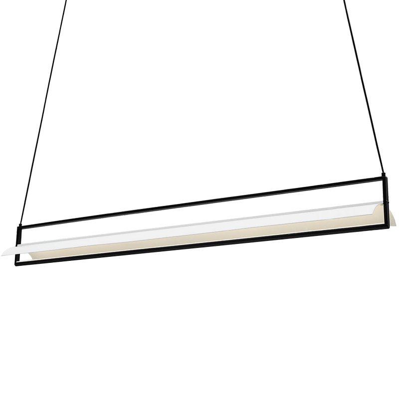 Дизайнерский линейный подвесной светильник CANVAS LINEAR RECTANGULAR HANGING LAMP Черный Белый в Санкт-петербурге | Loft Concept 