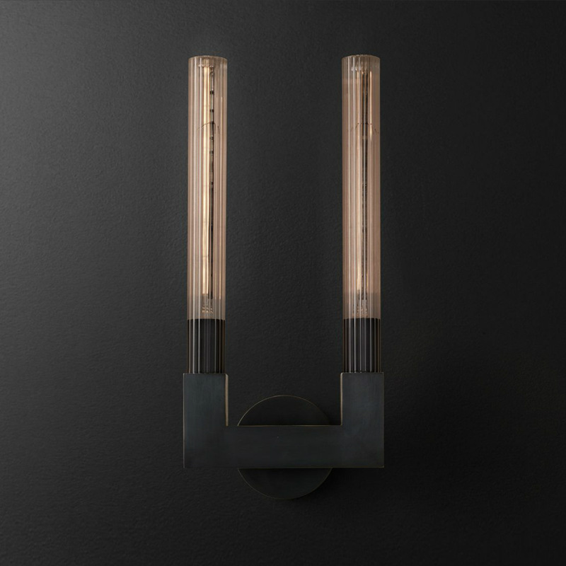 Бра RH CANNELLE wall lamp DOUBLE Sconces Black Черный Прозрачное Стекло в Санкт-петербурге | Loft Concept 