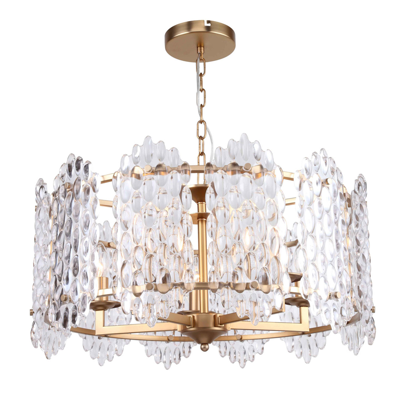 Люстра подвесная Textured Glass Chandelier D61 Прозрачное Стекло Глянцевое золото в Санкт-петербурге | Loft Concept 