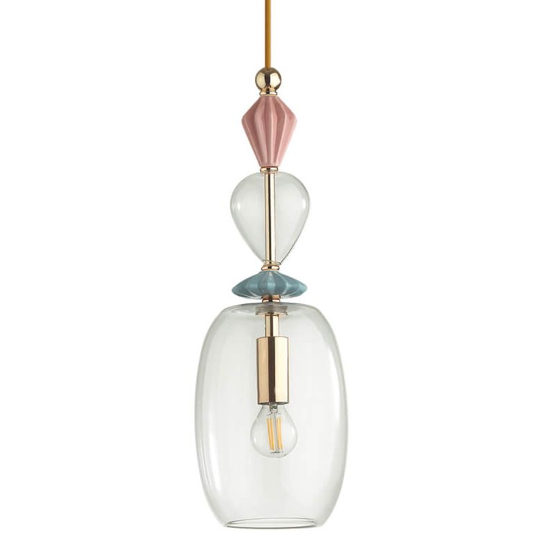 Подвесной светильник Iris Glas hanging lamp candy B Прозрачное Стекло Розовый пастельный Голубой в Санкт-петербурге | Loft Concept 