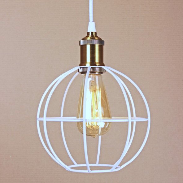 Подвесной светильник Wire Cage Pendant Ball White Белый в Санкт-петербурге | Loft Concept 