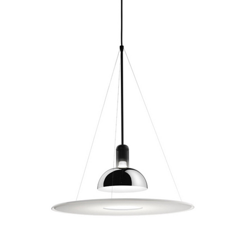 Подвесной светильник Flos Frisbi Lamp Сталь Белое матовое стекло в Санкт-петербурге | Loft Concept 