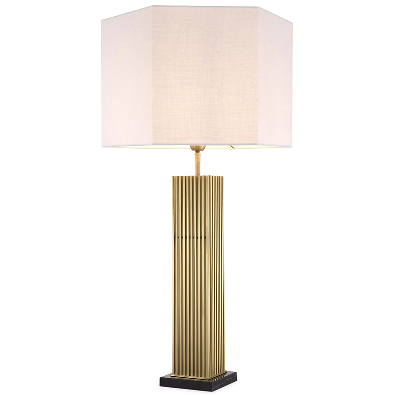 Настольная лампа Eichholtz Table Lamp Viggo Brass Латунь Белый в Санкт-петербурге | Loft Concept 