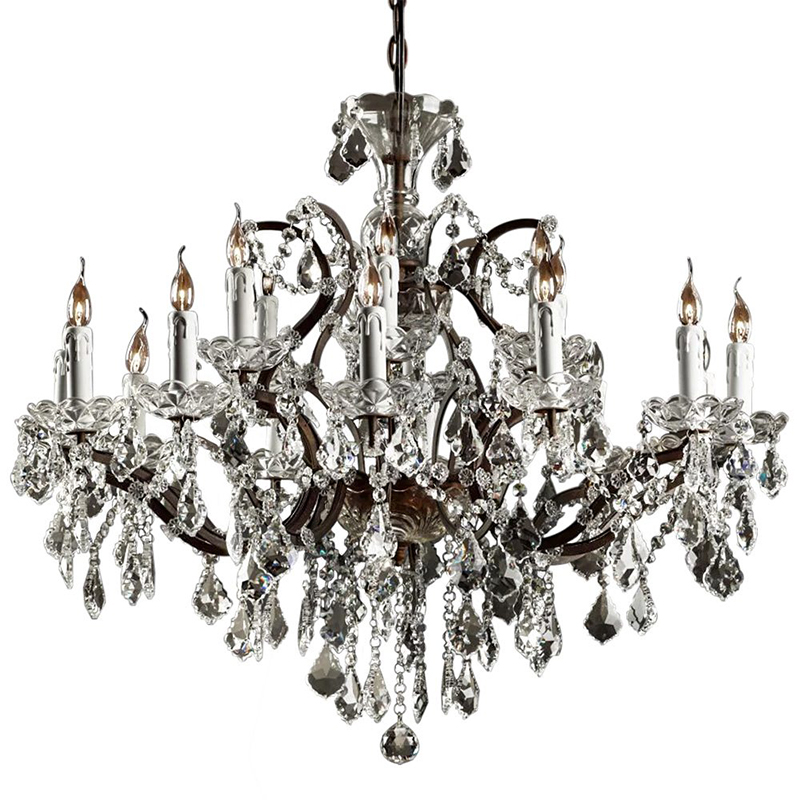 Люстра 19th c. Rococo IRON & CLEAR CRYSTAL Brown Chandelier 18 Прозрачное Стекло Коричневый винтаж в Санкт-петербурге | Loft Concept 