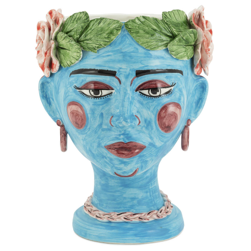 Ваза VASE HEAD SELVA COLOR Light blue Винтажный голубой Зеленый в Санкт-петербурге | Loft Concept 