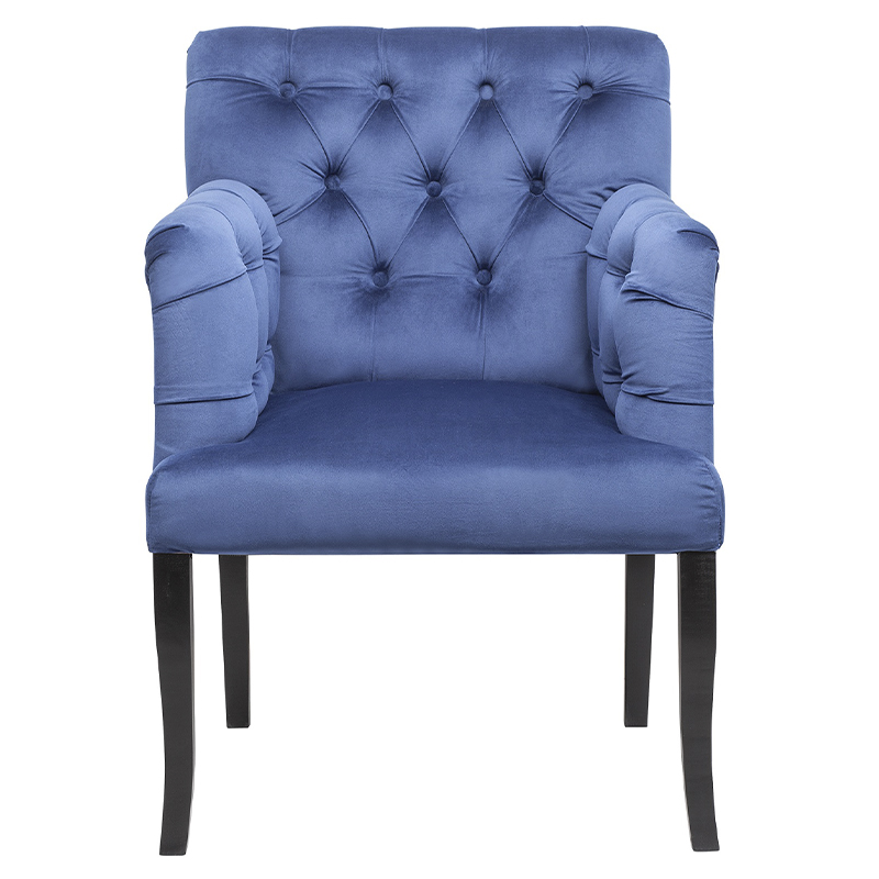 Кресло Addison Chic Armchair deep blue velour Синий Черный в Санкт-петербурге | Loft Concept 