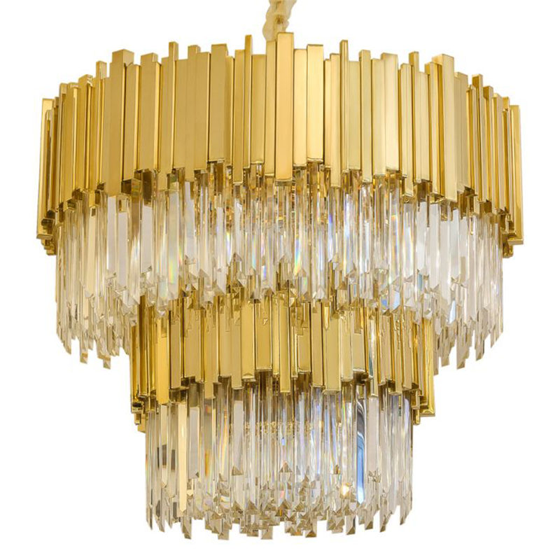 Круглая многоярусная люстра Luxxu Modern Cascade Chandelier Gold Metal Glass Золотой Прозрачное Стекло в Санкт-петербурге | Loft Concept 