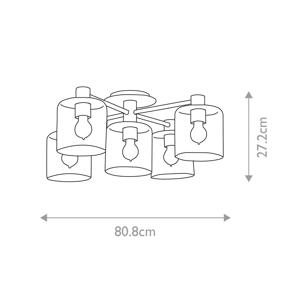 Потолочный светильник цвета латунь с пятью прозрачными цилиндрическими плафонами Hinkley в Санкт-петербурге