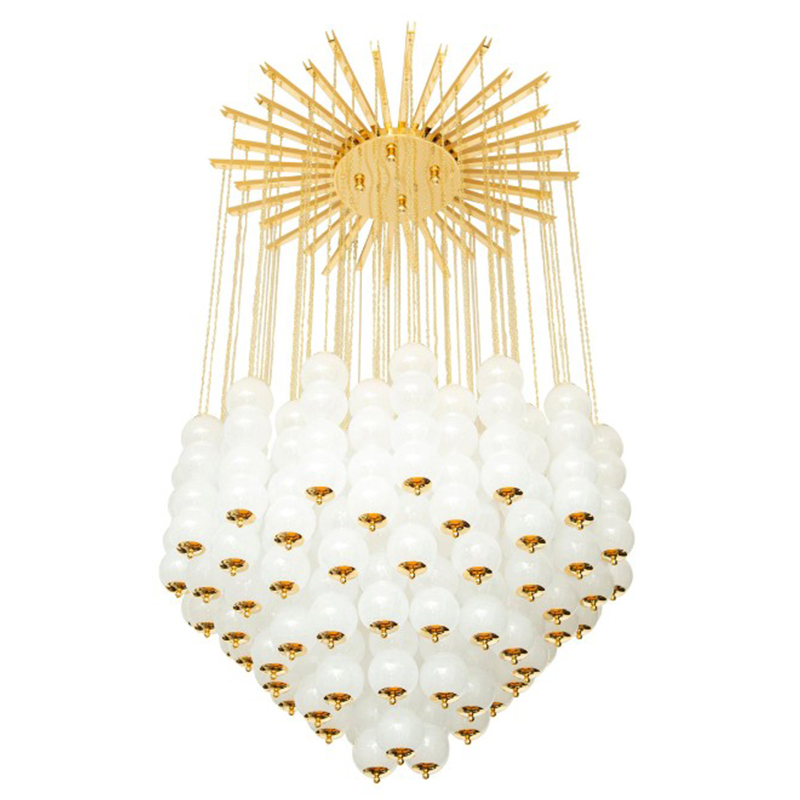       Flushmount Murano White Glass and Brass Ceiling Light    - | Loft Concept 