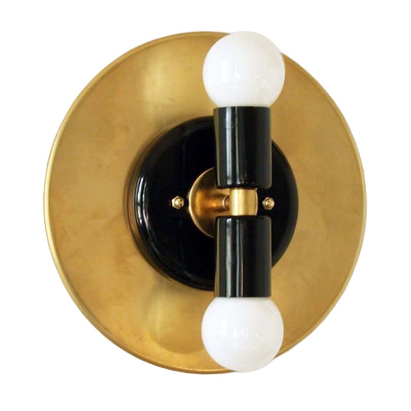 Modern Wall Double Sconce Gold Black Глянцевое золото Черный в Санкт-петербурге | Loft Concept 