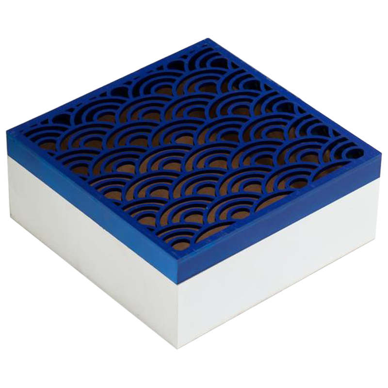 Шкатулка Deep Blue Scales Pattern Box Белый Синий в Санкт-петербурге | Loft Concept 