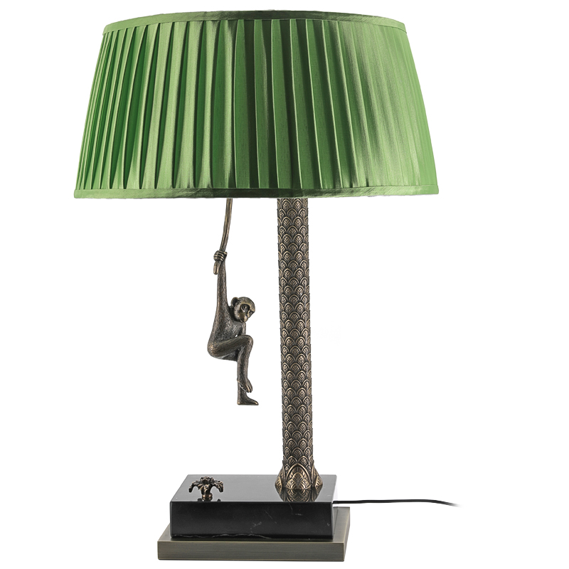 Настольная лампа Джунгли Table Lamp Jungle Green Латунь Античная полированная Черный Мрамор Nero Зеленый в Санкт-петербурге | Loft Concept 