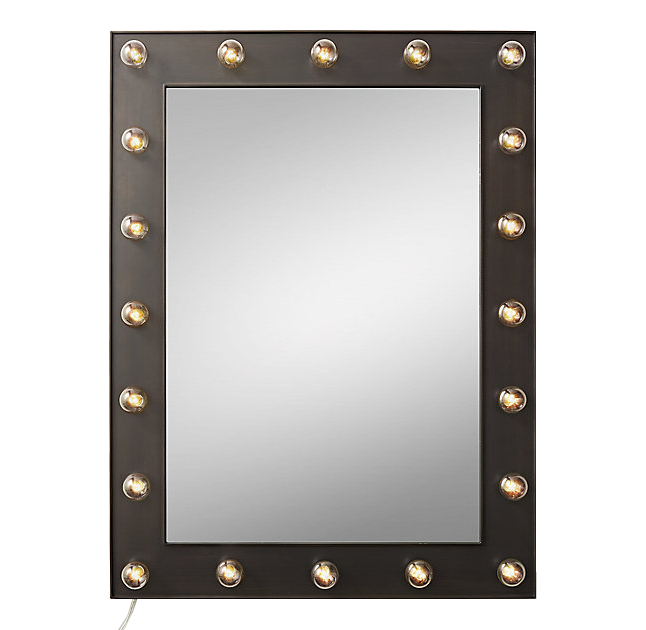 Зеркало с подсветкой Restoration Hardware ILLUMINATED Mirror Dark steel Графит в Санкт-петербурге | Loft Concept 