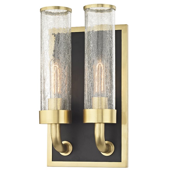 Бра Hudson Valley 1722-AGB Soriano 2 Light Wall Sconce In Aged Brass Латунь Темная бронза Прозрачный (Transparent) в Санкт-петербурге | Loft Concept 