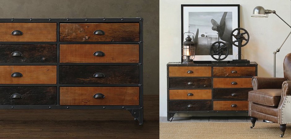 Комод в стиле Лофт Hurbor Loft Vintage Different Wood Комод в стиле Лофт Hurbor Loft Vintage Different Wood - Loft-Concept в Санкт-петербурге