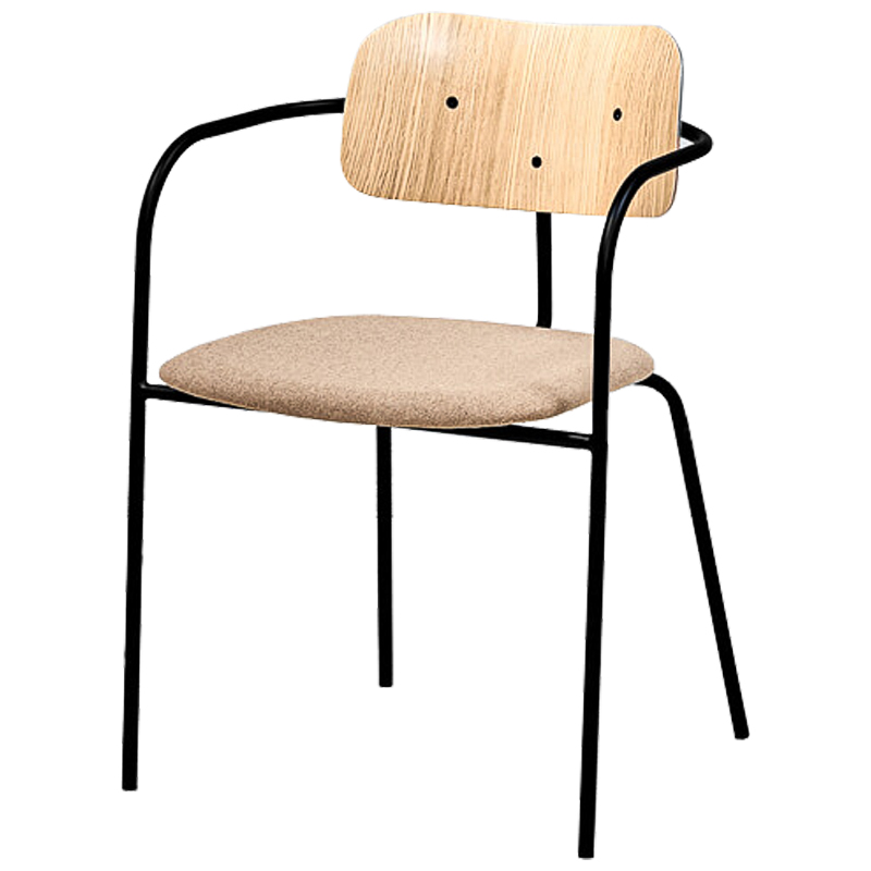 Стул Pilar Loft Stool beige Черный Бежевый Древесина в Санкт-петербурге | Loft Concept 