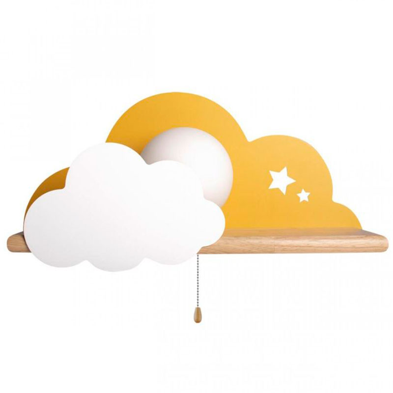 Бра с полкой желтое Облако Wall Lamp Yellow Cloud Желтый Древесина в Санкт-петербурге | Loft Concept 