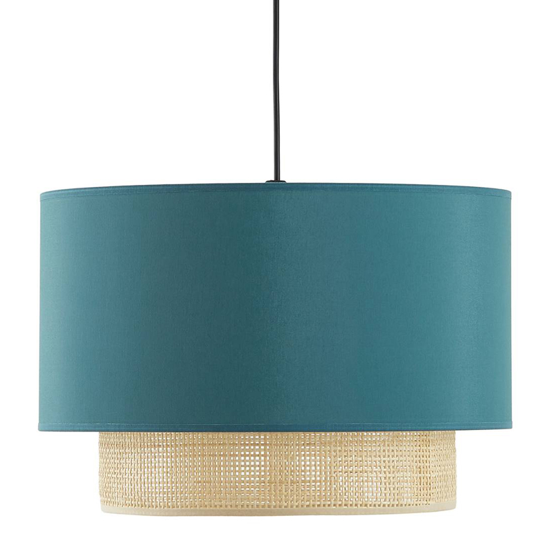 Подвесной светильник Ottar Wicker Turquoise lampshade Бежевый Бирюзовый в Санкт-петербурге | Loft Concept 