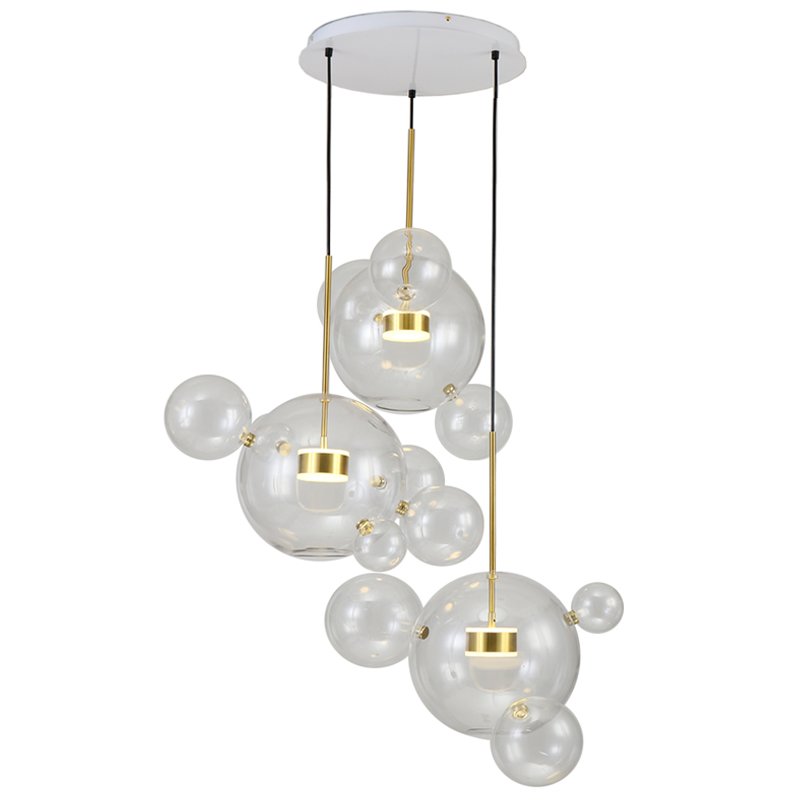 Люстра Bolle Circular Chandelier 14 BUBBLE Giopato & Coombes Прозрачный (Transparent) Латунь в Санкт-петербурге | Loft Concept 