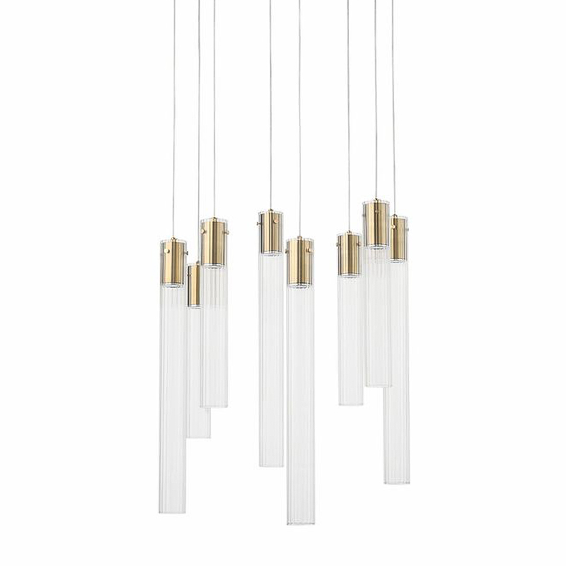 Люстра Jenae Glass Tubes Chandelier 8 Прозрачное Стекло Латунь в Санкт-петербурге | Loft Concept 