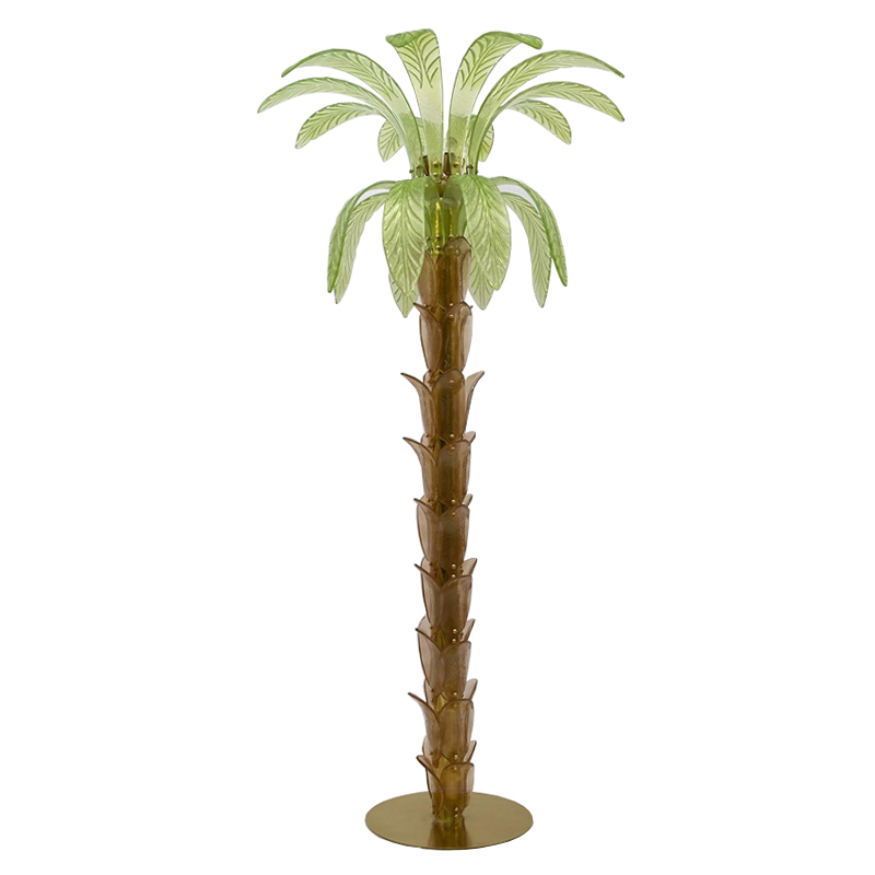 Дизайнерская Торшер Пальма из Стекла Модерн ХХ века Pair Of Murano Glass And Brass Palm Tree Floor Lamp Янтарный Прозрачный зеленый в Санкт-петербурге | Loft Concept 