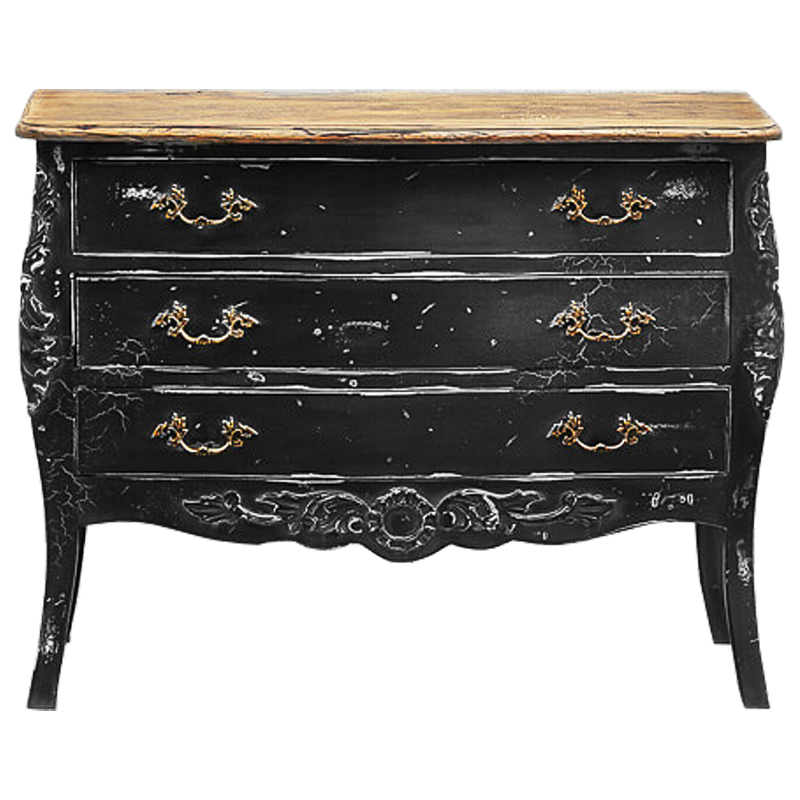 Комод в стиле прованс Carved Black Vintage Commode Черный Коричневый Винтажный черный в Санкт-петербурге | Loft Concept 