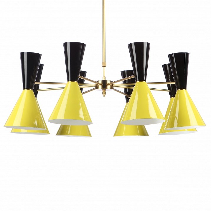 Люстра CAIRO Chandelier 8 Armblack black and yellow Черный Желтый Латунь в Санкт-петербурге | Loft Concept 