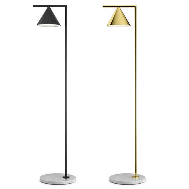 Торшер Flos  Captain Flint Cone floor lamp Капитан Флинт Черный Золотой в Санкт-петербурге | Loft Concept 