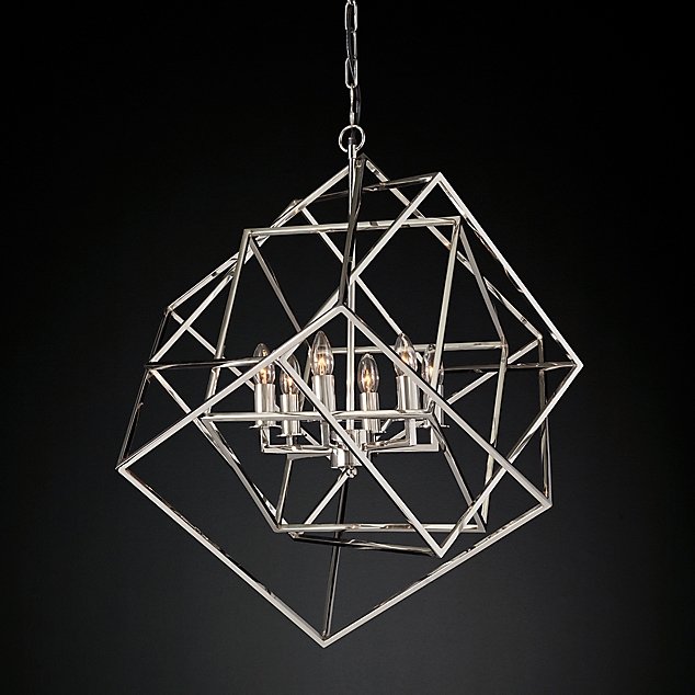 Люстра Restoration Hardware Caged Cubist Pendant Серебряный в Санкт-петербурге | Loft Concept 