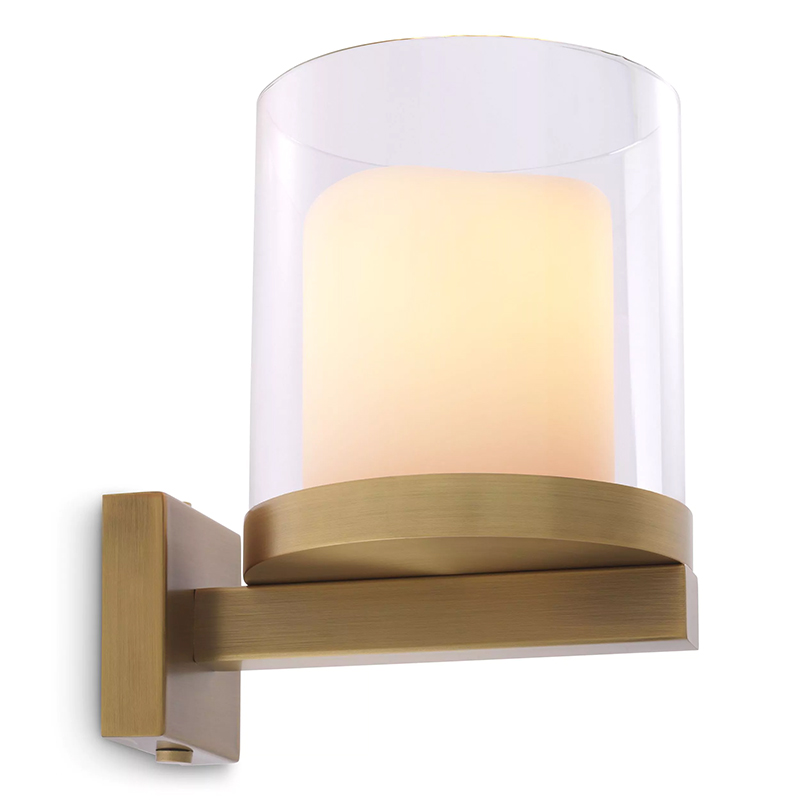 Бра Eichholtz Wall Lamp Donovan Brass Белый Латунь Прозрачное Стекло в Санкт-петербурге | Loft Concept 