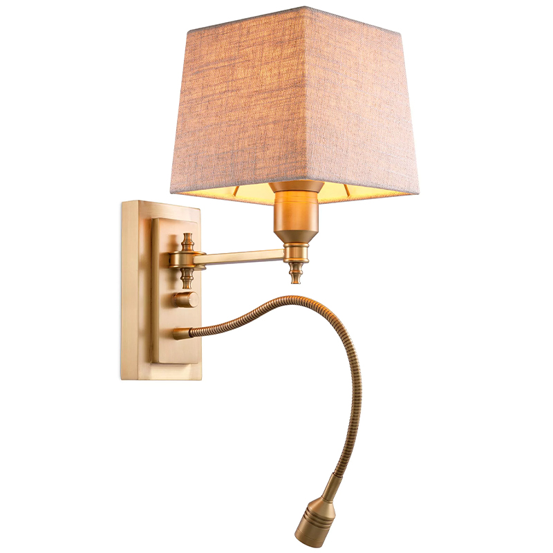 Бра Eichholtz Wall Lamp Ellington Brass Бежево-серый Латунь в Санкт-петербурге | Loft Concept 