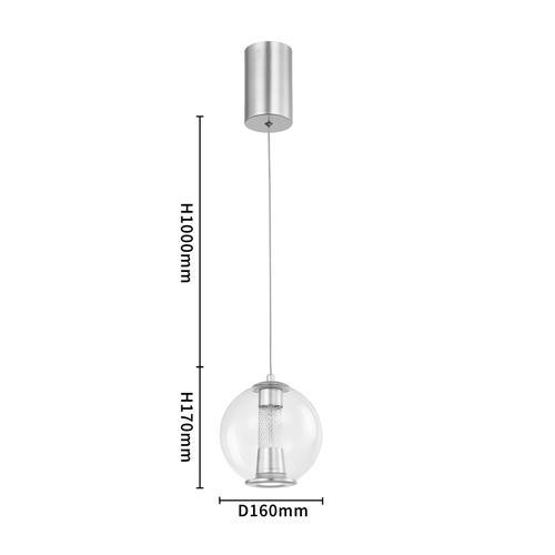 Подвесной светильник с плафоном в форме шара Inner Gleam Orb silver в Санкт-петербурге