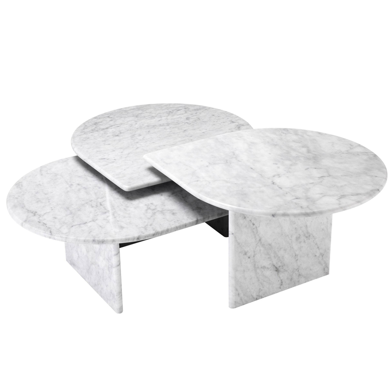 Комплект кофейных столов Eichholtz Coffee Table Naples Set of 3 Carrera Белый Мрамор Bianco в Санкт-петербурге | Loft Concept 