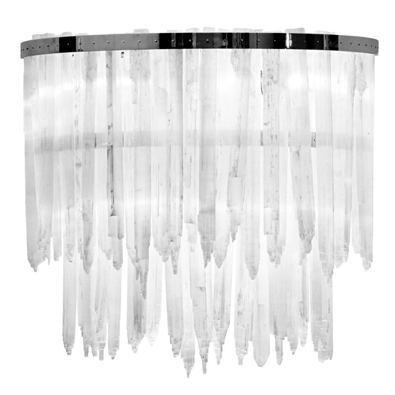 Бра LAMP APPLIQUE SELENITE Никель Прозрачный белый в Санкт-петербурге | Loft Concept 