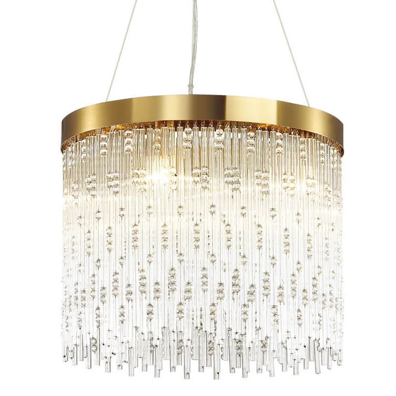 Люстра Hailstorm Rain Kerri Chandelier gold 45 Прозрачный (Transparent) Золотой в Санкт-петербурге | Loft Concept 