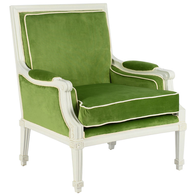 Кресло French Provence Armchair Ferrand green Зеленый смок Белый в Санкт-петербурге | Loft Concept 