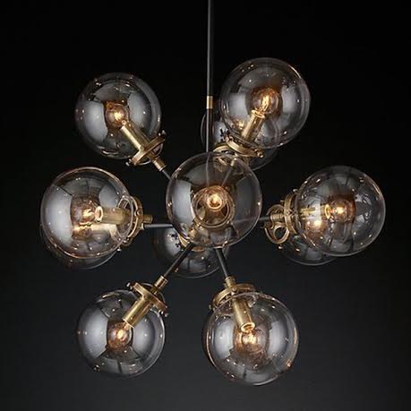 Люстра RH Bistro Globe Clear Glass Burst Chandelier 12 Латунь в Санкт-петербурге | Loft Concept 