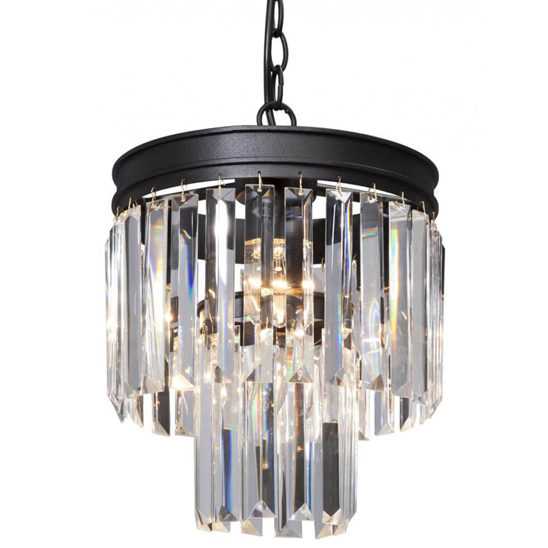 Светильник ODEON CLEAR GLASS Pendant lamp прозрачное Стекло D 27 Черный матовый в Санкт-петербурге | Loft Concept 