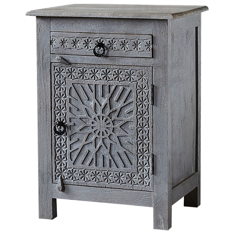 Тумба Indian Antique Furniture Akshi Nightstand Серый Коричневый в Санкт-петербурге | Loft Concept 