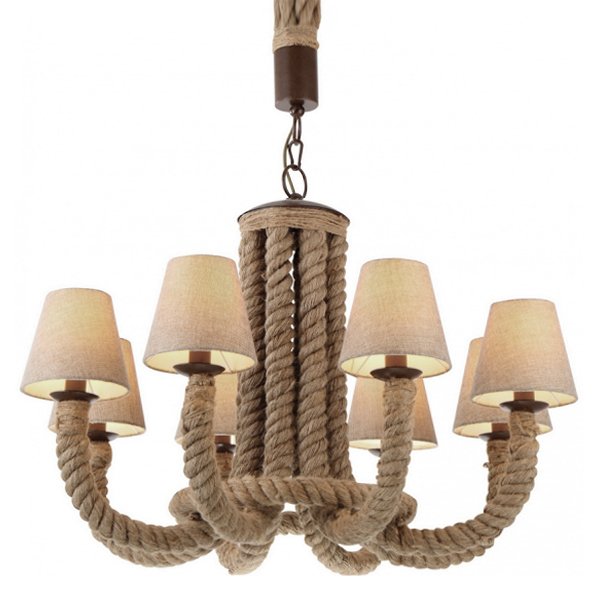 Люстра Rattan Chandelier 8 Loft Rope Light  в Санкт-петербурге | Loft Concept 